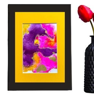 HANDCRAFTED Artwork Original Watercolor HAND PAINTED Has Yellow 8x10” mat Signed